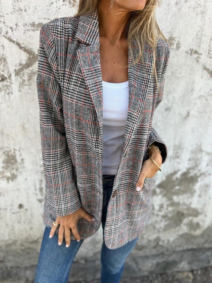 Danaya | Stijlvolle Dames Winter Geruite Blazer